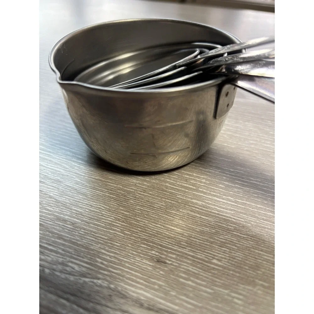 Vintage Foley Stainless Steel Measuring Cup Set 4 Piece 1, 1/2, 1/3, 1/4 Cup